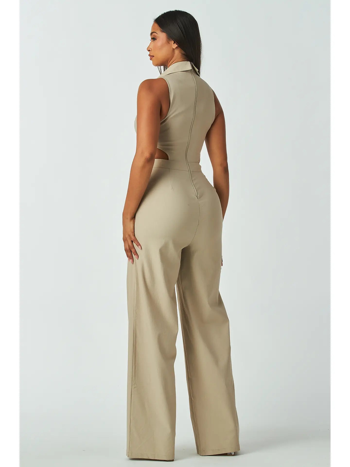 Bold Gold Cutout Wide-Leg Jumpsuit