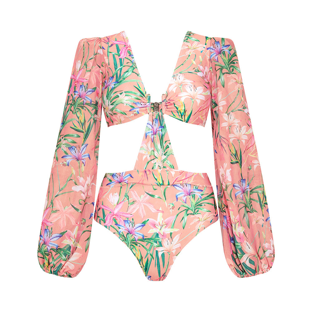 One-Piece Sleeveless A-Line Women's Swimwear Set for Vacation