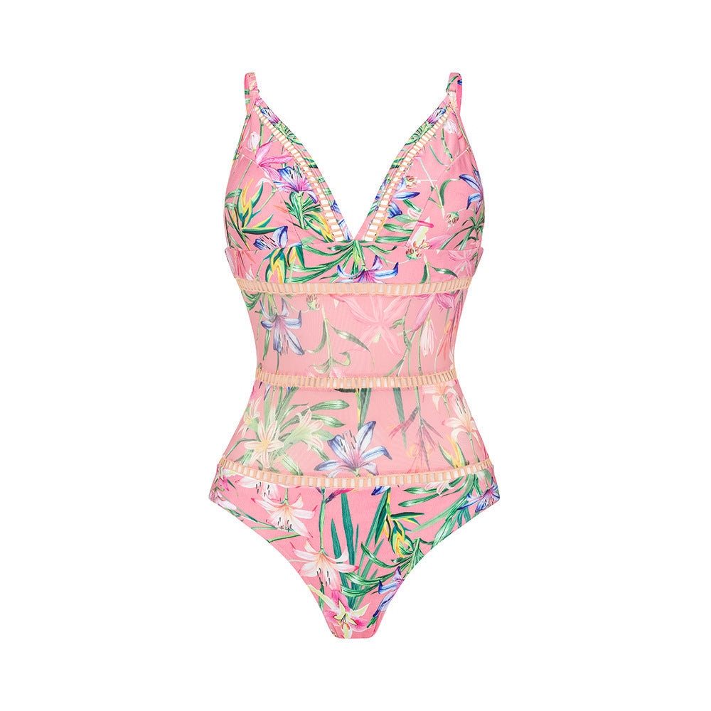 One-Piece Sleeveless A-Line Women's Swimwear Set for Vacation