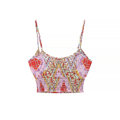 New fashionable slim fit printed camisole top and skirt set