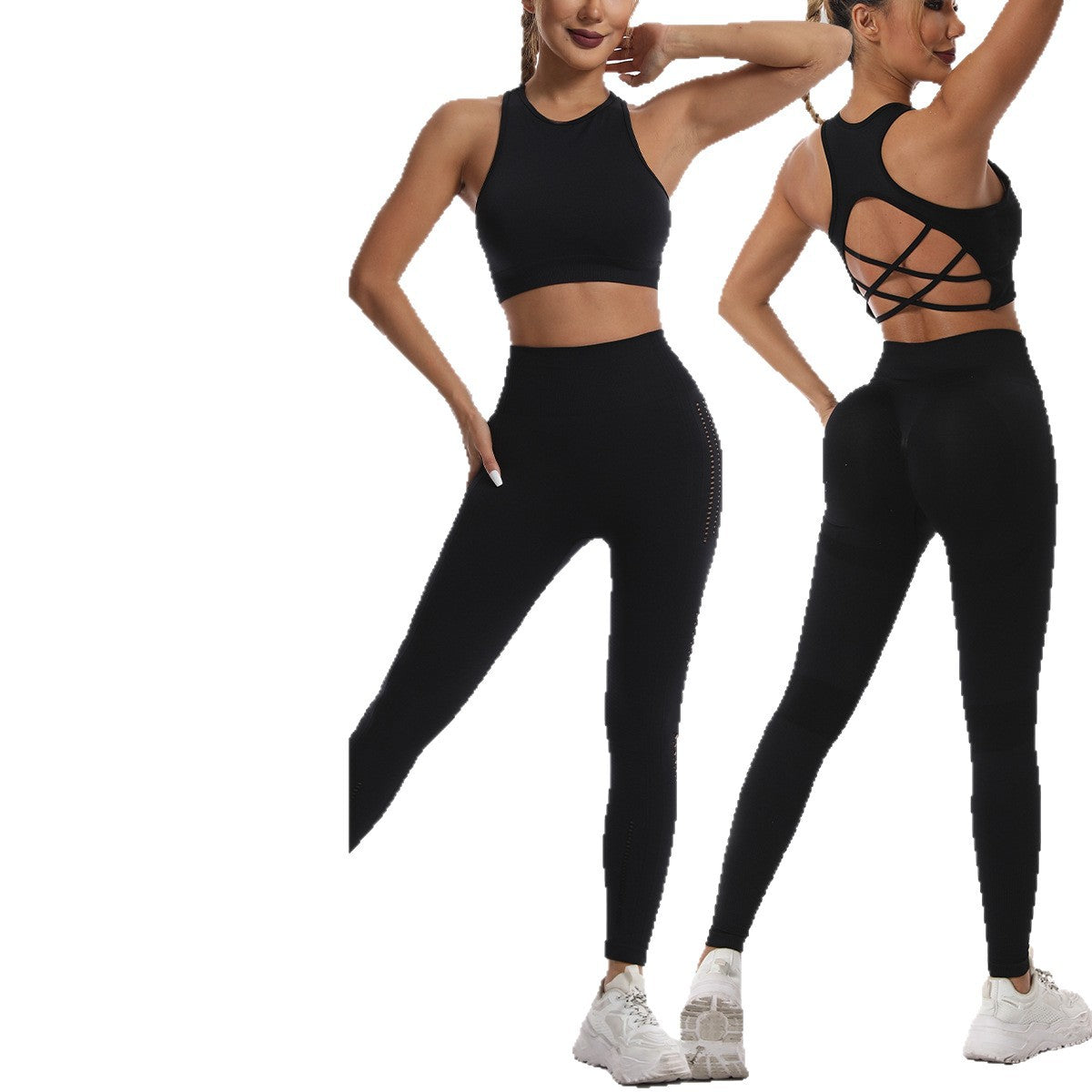 Running yoga suit beautiful back exercise set for women