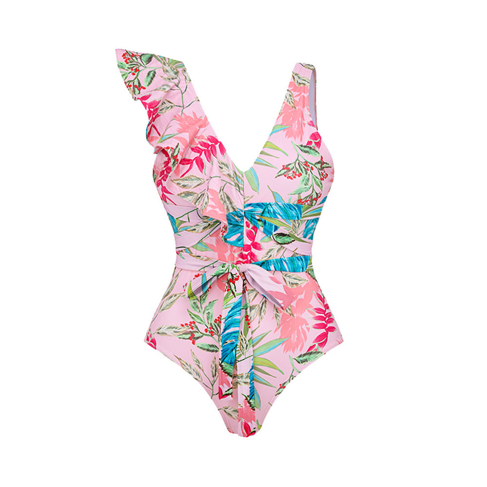 Ruffle Off-Shoulder One-Piece Bodycon Swimwear for Women