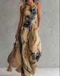 New halter backless jumpsuit, blue and white tie-dye wide-leg pants, summer beach women's wear