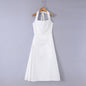 Light mature style elegant hanging neck mid length dress