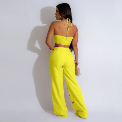 Style Sexy Ripped Fitted Two-Piece Nightclub Outfit