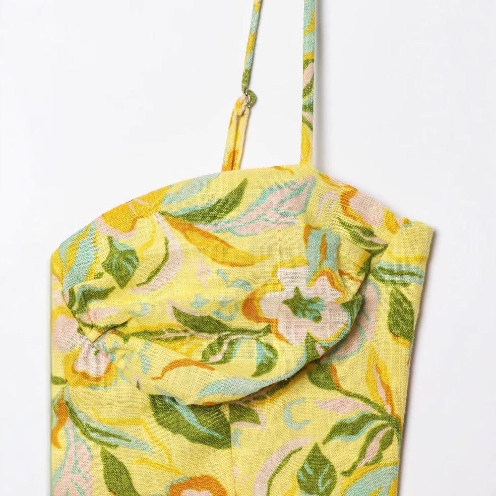 Women's European and American printed corset style tank top