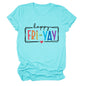 New fashion short-sleeved happy fri yay summer trendy women's T-shirt