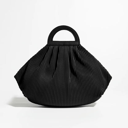 Winter Trend Women Pleated Dumpling Top Handle Purse Ruched Stylish Crossbody Bag Retro Solid Color Hasp Shoulder Handbag