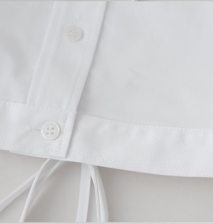European and American style lapel short sleeved shirt with back tie for women