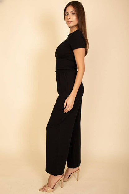 Relaxed Fit Top and Wide-Leg Pants Set
