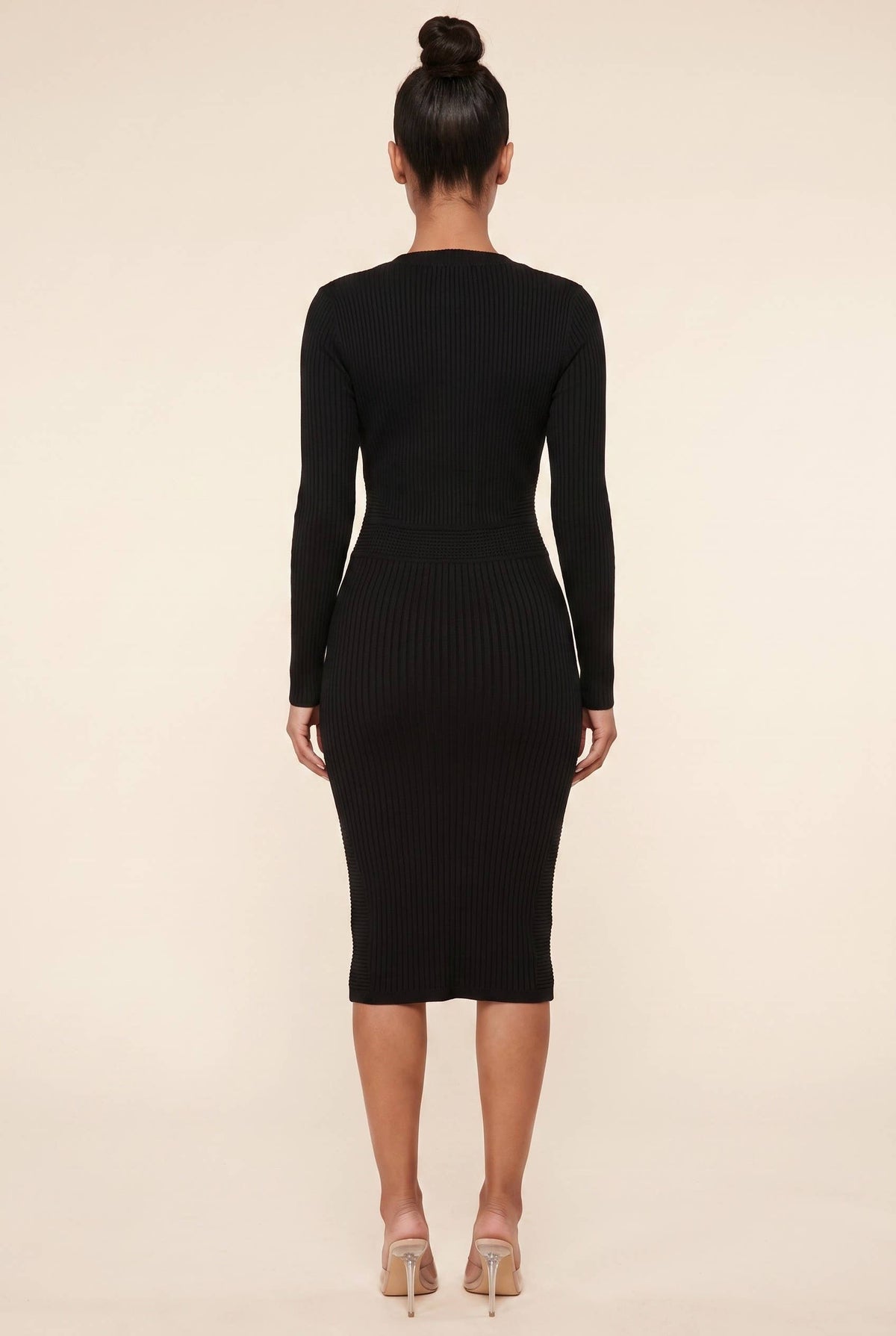Plum Élan Button-Front Knit Dress