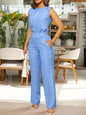 Elegant Sleeveless Vest with Pockets and Buttoned Pants Two-Piece Set for Women, Fashionable Casual Summer Outfit