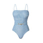 Printed Denim Bikini Set for Women, Sexy Triangular Two-Piece Swimwear