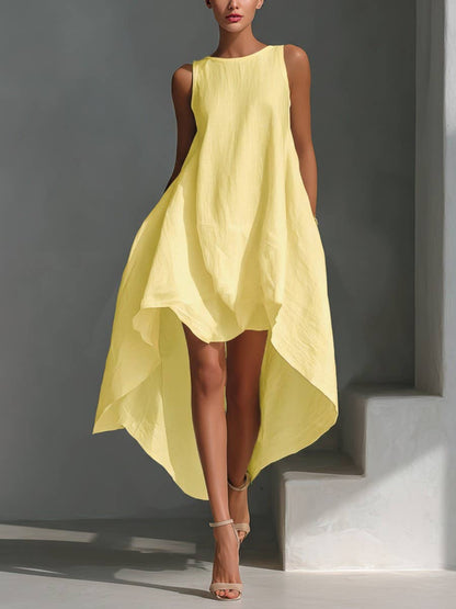 Casual Sleeveless High Low Dress