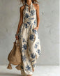 New halter backless jumpsuit, blue and white tie-dye wide-leg pants, summer beach women's wear