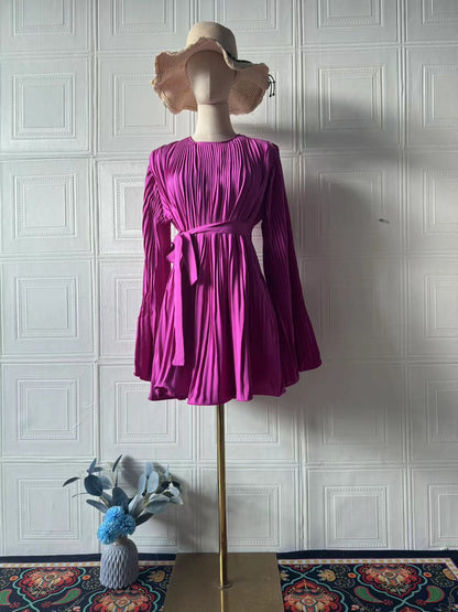 Dress Elegant Pure Color SlimLong Sleeve Spring Casual Dress
