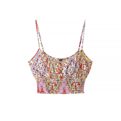New fashionable slim fit printed camisole top and skirt set