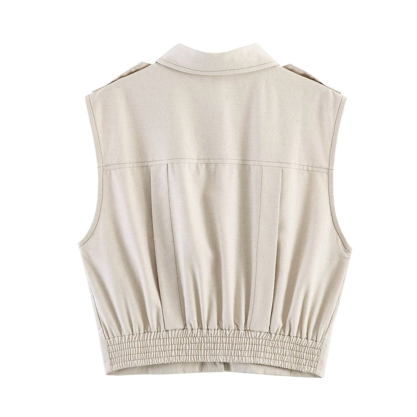 Sleeveless top+double breasted MIDI skirt set