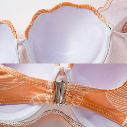 Long Sleeve Shell Decoration High-Waisted Bikini Swimwear