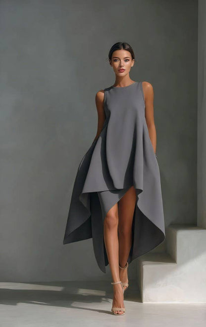 Casual Sleeveless High Low Dress
