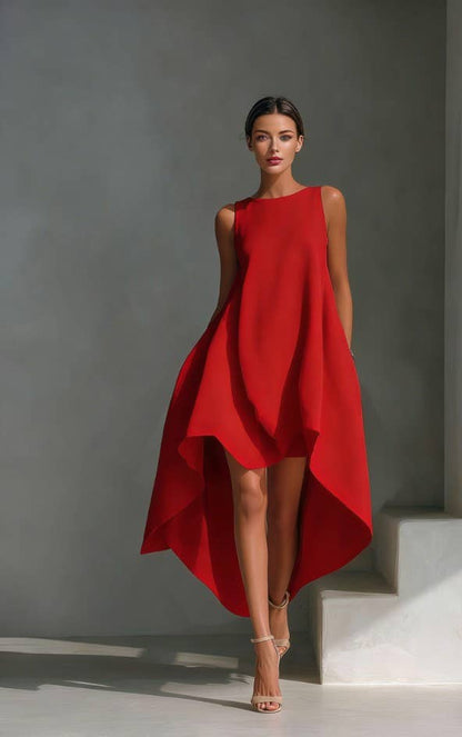 Casual Sleeveless High Low Dress