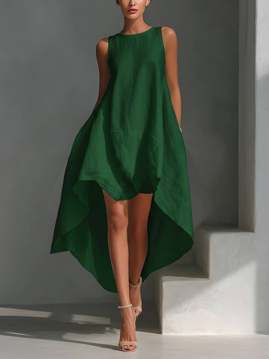 Casual Sleeveless High Low Dress