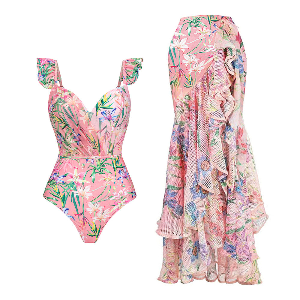 One-Piece Sleeveless A-Line Women's Swimwear Set for Vacation