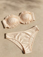 Pleated Solid Color Bikini Set Two-Piece Swimwear for Beach Holiday