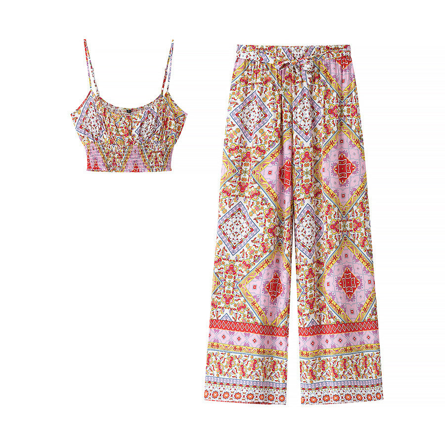 New fashionable slim fit printed camisole top and skirt set