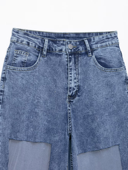 European and American style casual straight leg denim pants for women