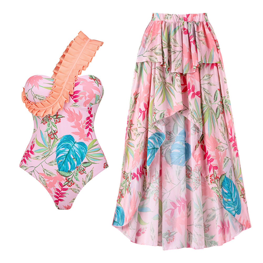Ruffle Off-Shoulder One-Piece Bodycon Swimwear for Women