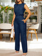 Elegant Sleeveless Vest with Pockets and Buttoned Pants Two-Piece Set for Women, Fashionable Casual Summer Outfit