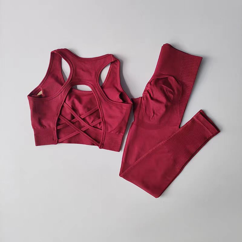 Running yoga suit beautiful back exercise set for women