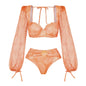 Long Sleeve Shell Decoration High-Waisted Bikini Swimwear