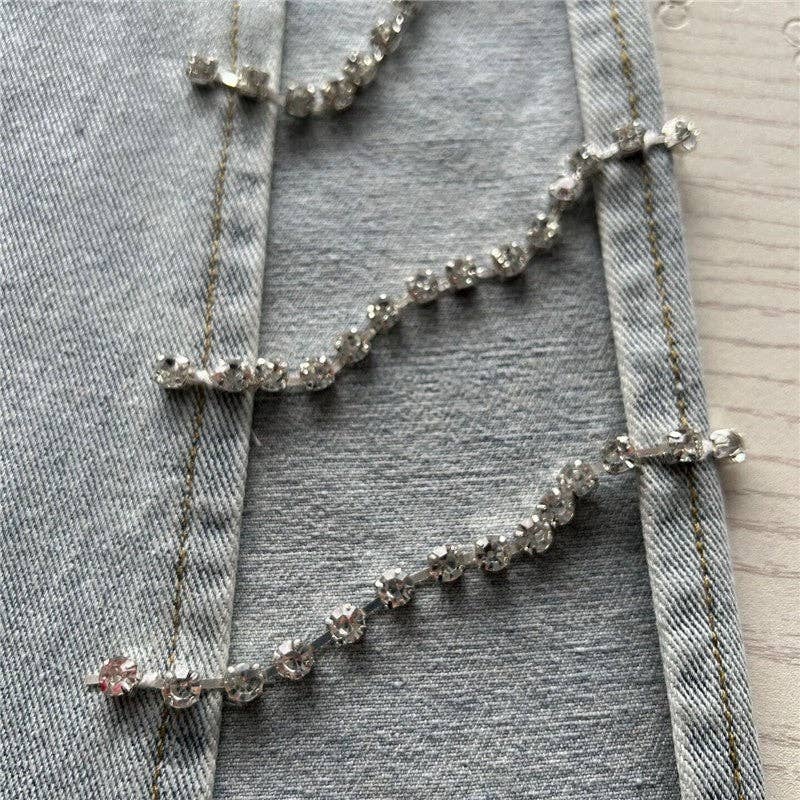 Diamond Patch Side Cutout Flared Jeans