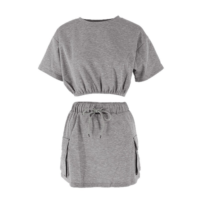 Short sleeved loose T-shirt short skirt set for women
