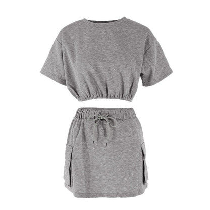 Short sleeved loose T-shirt short skirt set for women
