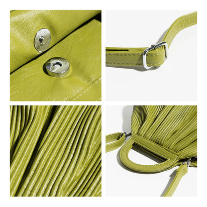 Winter Trend Women Pleated Dumpling Top Handle Purse Ruched Stylish Crossbody Bag Retro Solid Color Hasp Shoulder Handbag