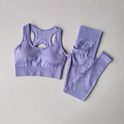 Running yoga suit beautiful back exercise set for women