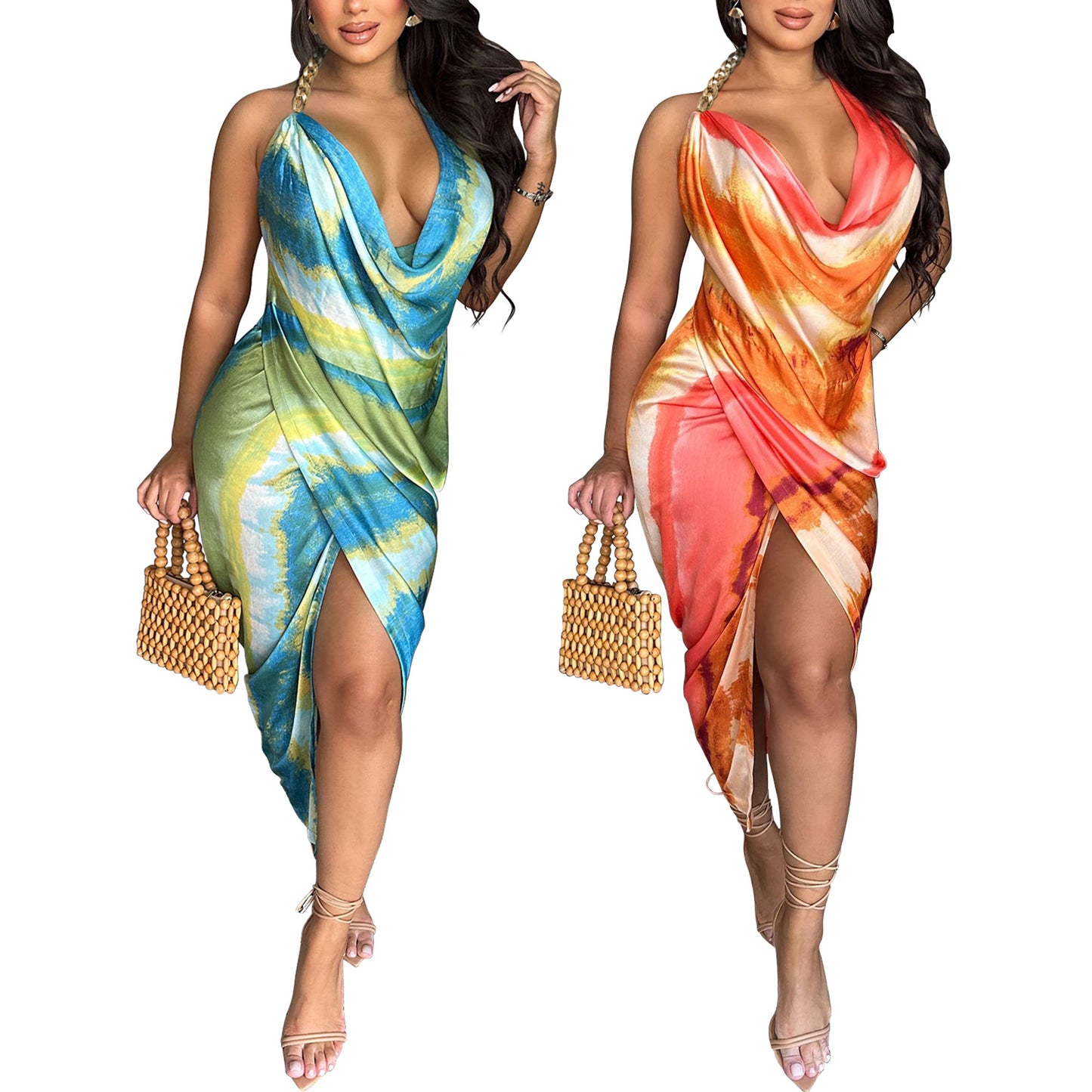 Backless swinging collar dress
