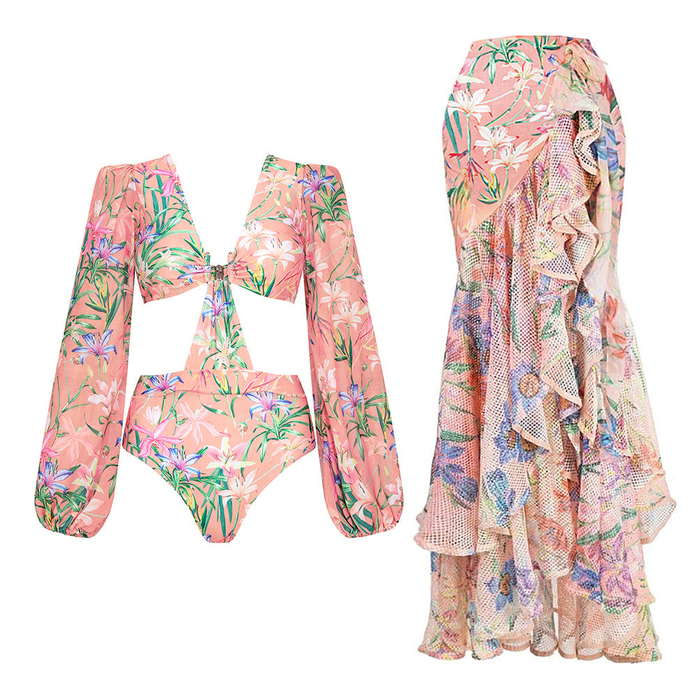 One-Piece Sleeveless A-Line Women's Swimwear Set for Vacation