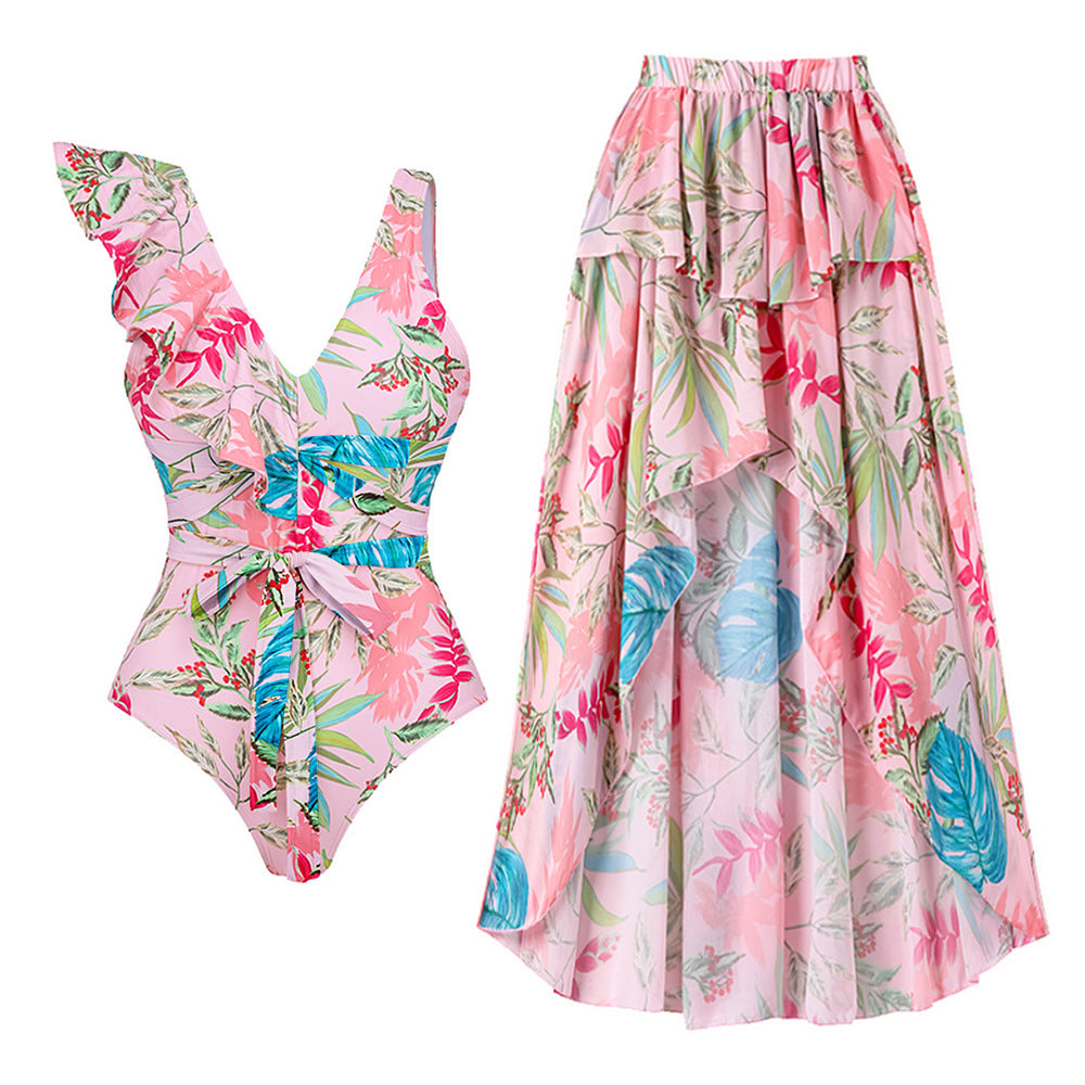 Ruffle Off-Shoulder One-Piece Bodycon Swimwear for Women