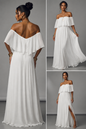 Short Sleeve Off Shoulder Elastic Waist Maxi Dress