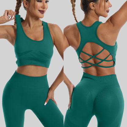 Running yoga suit beautiful back exercise set for women