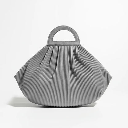 Winter Trend Women Pleated Dumpling Top Handle Purse Ruched Stylish Crossbody Bag Retro Solid Color Hasp Shoulder Handbag
