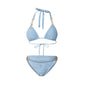 Printed Denim Bikini Set for Women, Sexy Triangular Two-Piece Swimwear