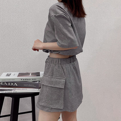 Short sleeved loose T-shirt short skirt set for women
