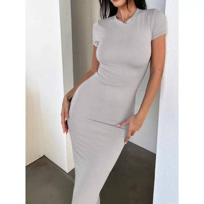Spring Summer Solid Color Bodycon Sleeveless Dress
