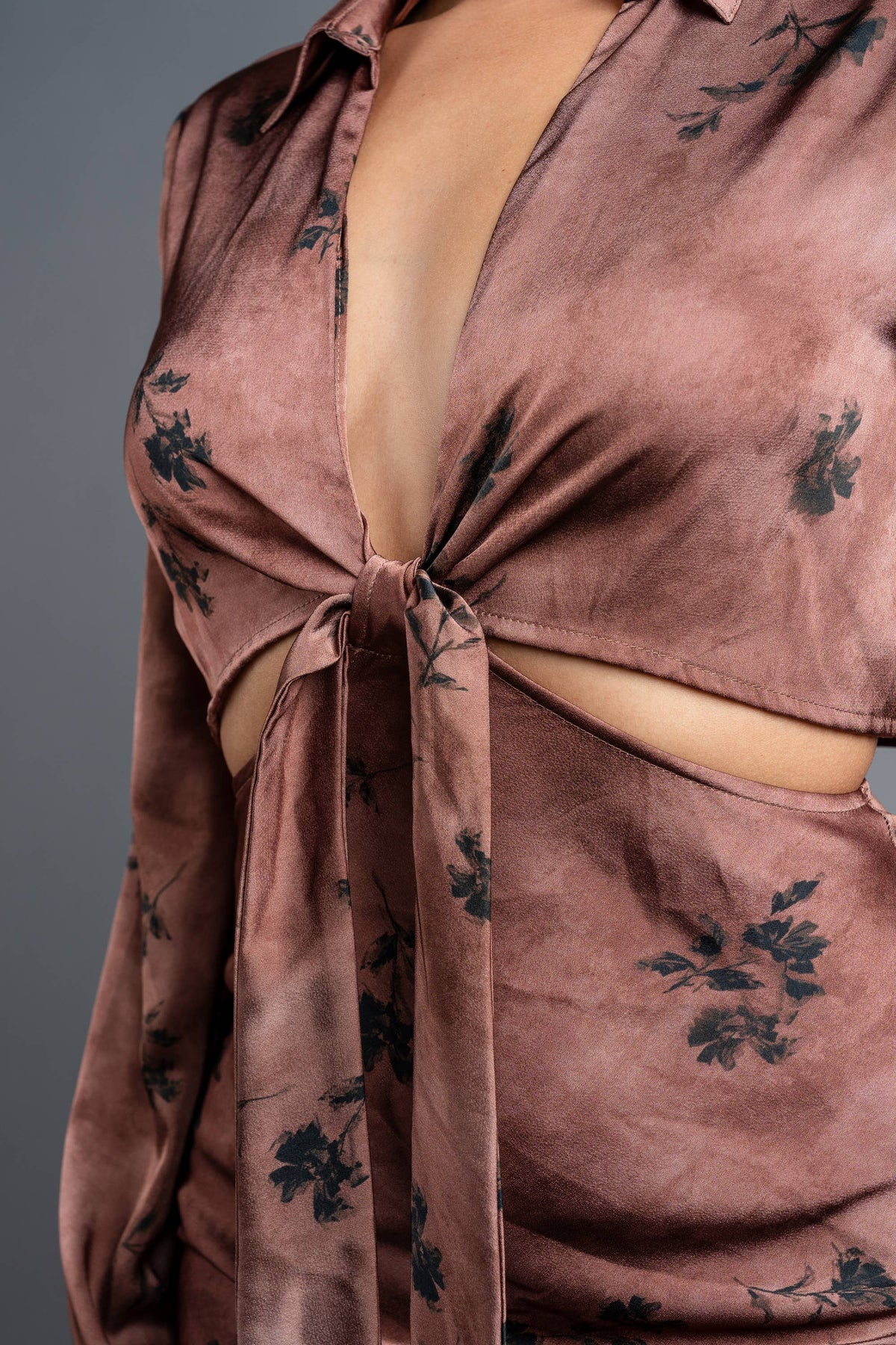 Autumn Bloom Satin Midi Dress