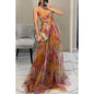Net-silk printed dress
